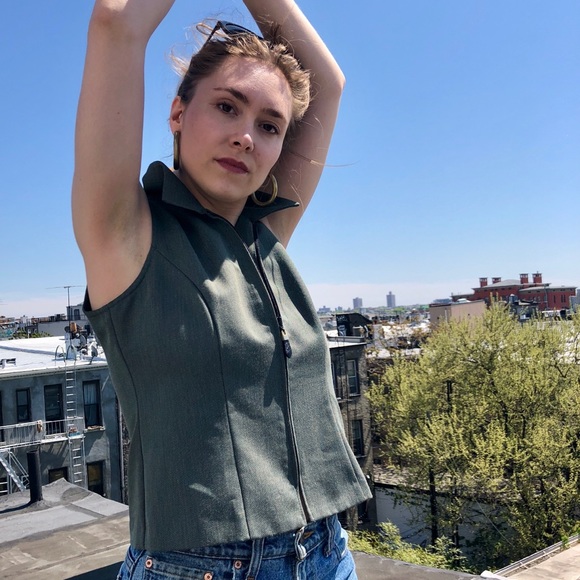 SOLD 🔴 Vintage 👽 90s Zip-Up Blouse - Picture 3 of 4